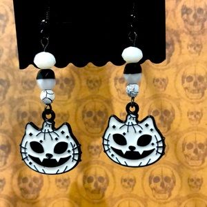 Black and White Cat Earrings